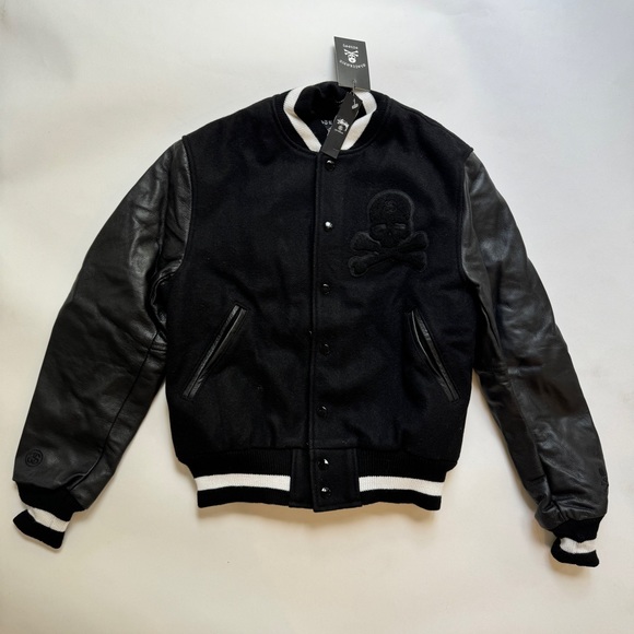 NWT! Mastermind Japan x Stussy Varsity Jacket leather sleeve S - Picture 1 of 6